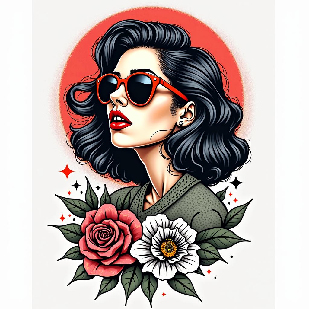 Marcus, Krebs, 
Ilona, Italy, shooterin pop art style tattoo, featuring bold and vibrant colors, exaggerated outlines, iconic imagery, inspired by comic books and speech bubbles, comic book characters, retro pop culture - Variation 2