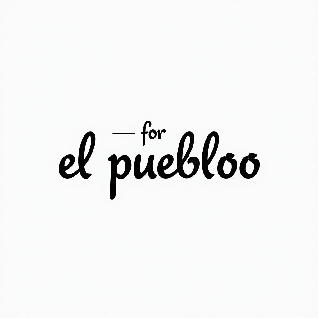 Phrase written For El Pueblooominimalist text-based tattoo, Monospace font ultra-realistic, perfectly placed, high-quality font design, photo-realistic shading, 8k, high quality, finely detailed typograph - Variation 3