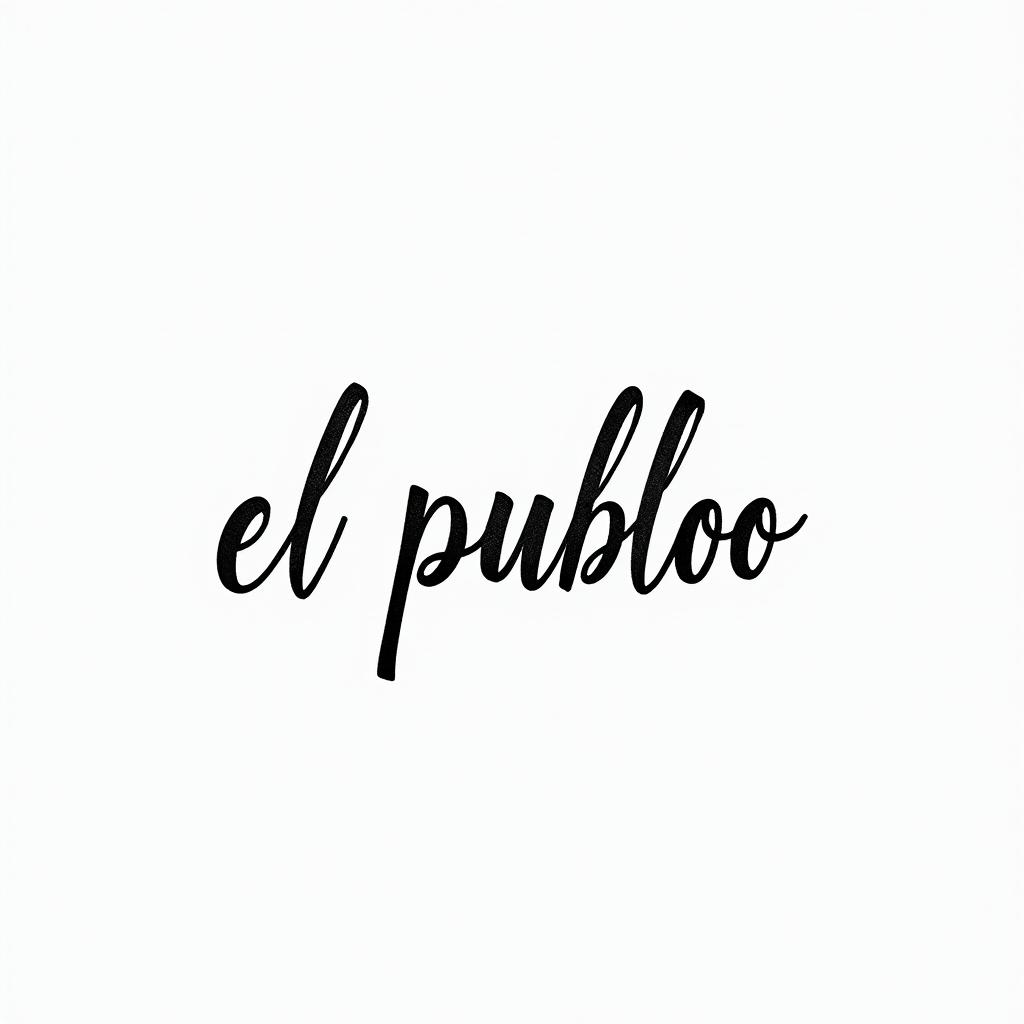 Phrase written For El Pueblooominimalist text-based tattoo, Monospace font ultra-realistic, perfectly placed, high-quality font design, photo-realistic shading, 8k, high quality, finely detailed typograph