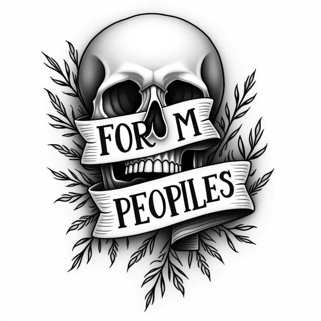 Phrase "For the People"higly detailed tattoo - Variation 2