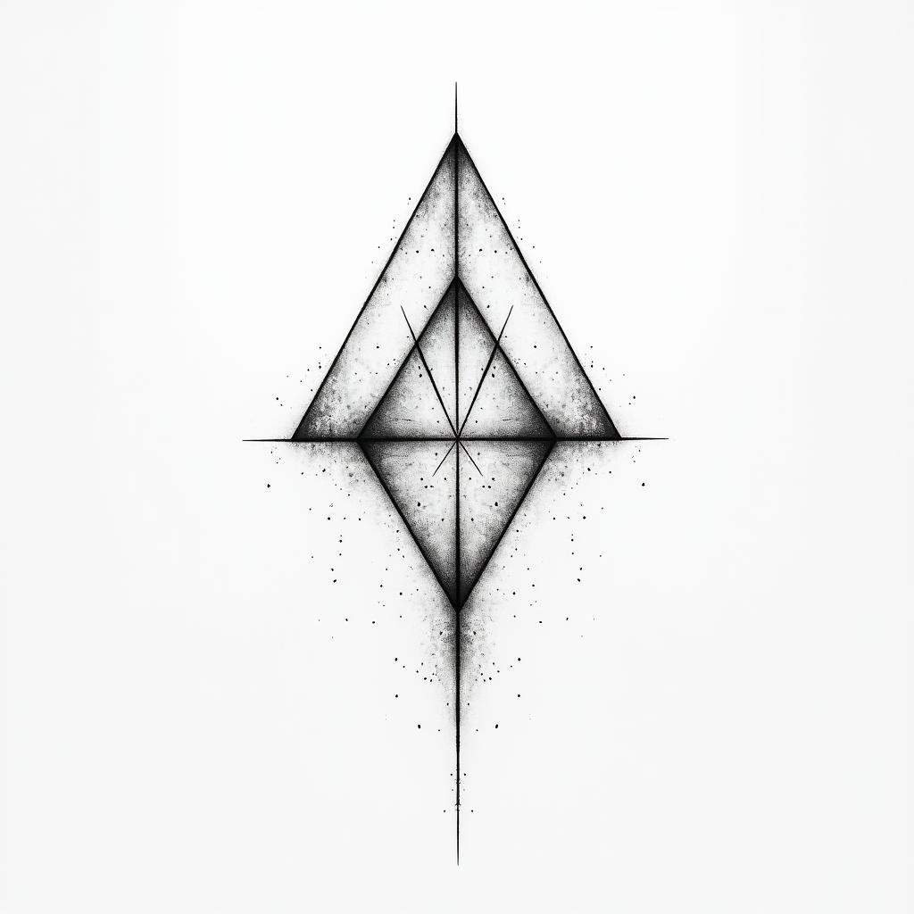 A symbol of choosing peace and being strongin minimalist style tattoo, featuring simple shapes and fine lines, with minimal shading and details, tiny triangles, creating a sense of balance and harmony