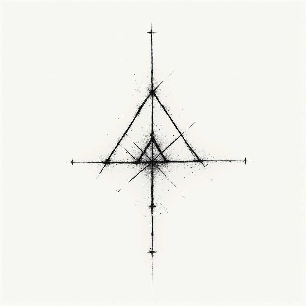 A symbol of choosing peace and being strongin minimalist style tattoo, featuring simple shapes and fine lines, with minimal shading and details, tiny triangles, creating a sense of balance and harmony - Variation 4
