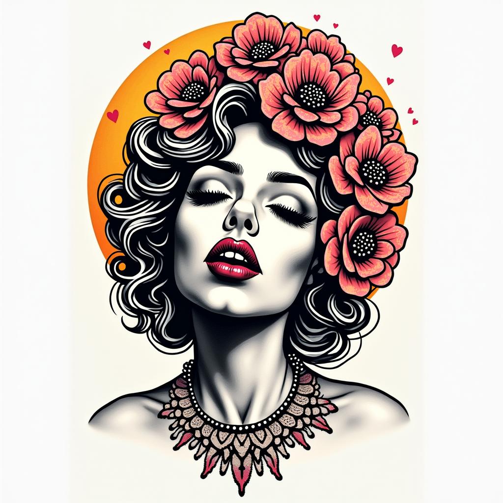 Choosing peacein pop art style tattoo, featuring bold and vibrant colors, exaggerated outlines, iconic imagery, inspired by comic books and speech bubbles, comic book characters, retro pop culture - Variation 3