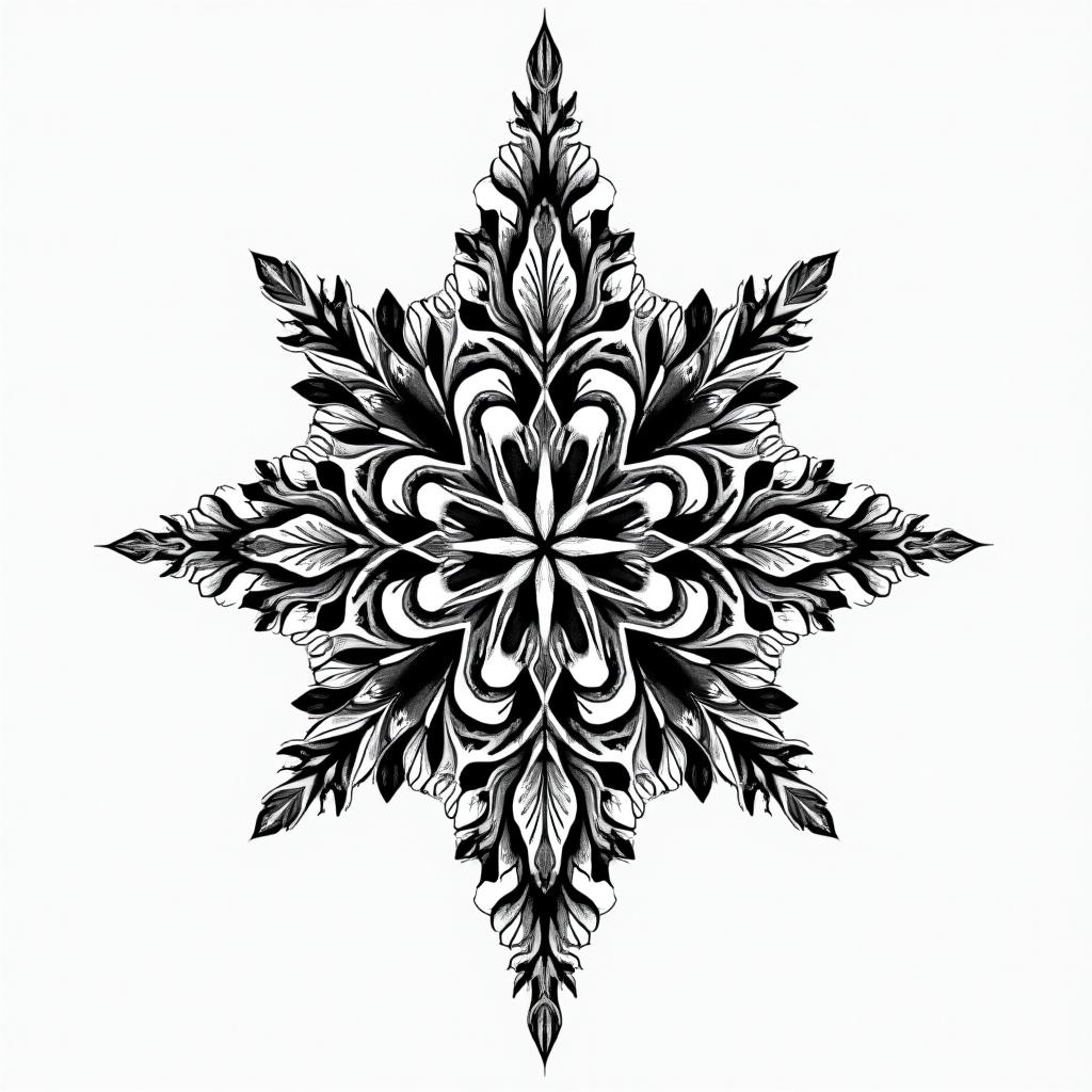 Runes Vikingsin ornamental tattoo style, featuring intricate symmetrical patterns and floral designs, showcasing highly detailed line work and geometric shapes, creating a sense of elegance and balance - Variation 3