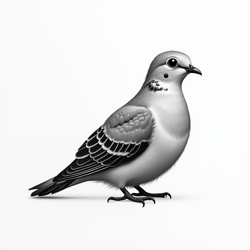 Small dovein portrait tattoo style, featuring a highly realistic and detailed depiction  - Variation 4