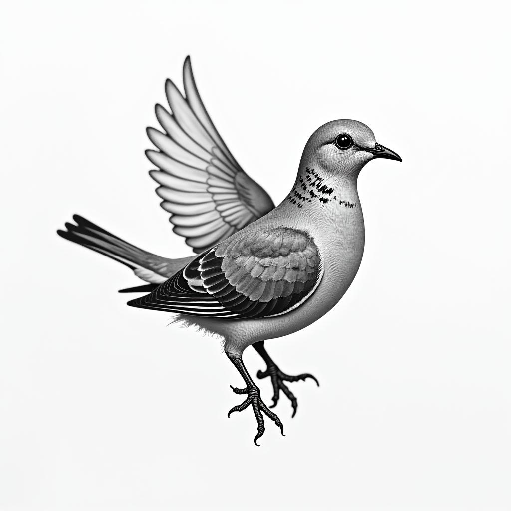Small dovein portrait tattoo style, featuring a highly realistic and detailed depiction  - Variation 3