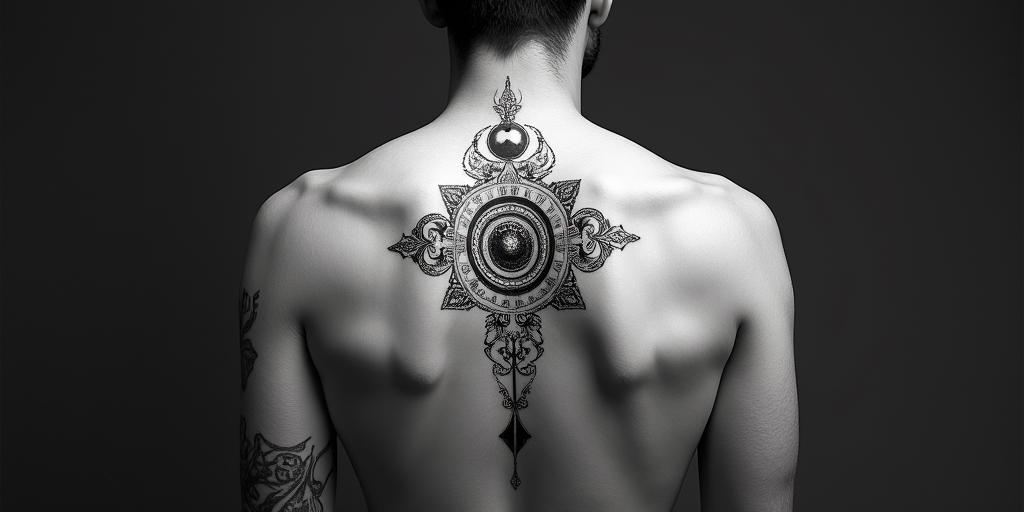 Felipe, Capricorn, born in brooklyn, NYin spiritual symbols tattoo style, featuring an intricate design incorporating elements, Hamsa hand, third eye, minimalist composition - Variation 2