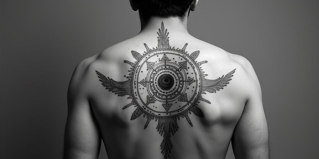 Felipe, Capricorn, born in brooklyn, NYin spiritual symbols tattoo style, featuring an intricate design incorporating elements, Hamsa hand, third eye, minimalist composition - Variation 4