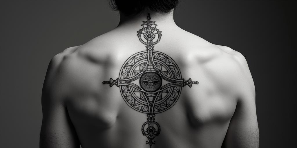 Felipe, Capricorn, born in brooklyn, NYin spiritual symbols tattoo style, featuring an intricate design incorporating elements, Hamsa hand, third eye, minimalist composition