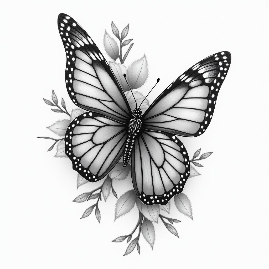 Fairy, butterfly, flower,higly detailed tattoo - Variation 4