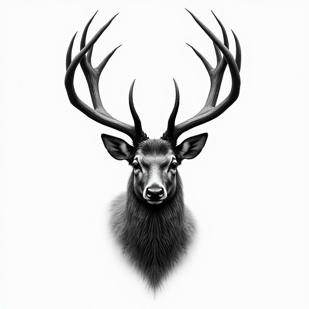 A hunting bullet letting escape the soul of a deer.higly detailed tattoo - Variation 3