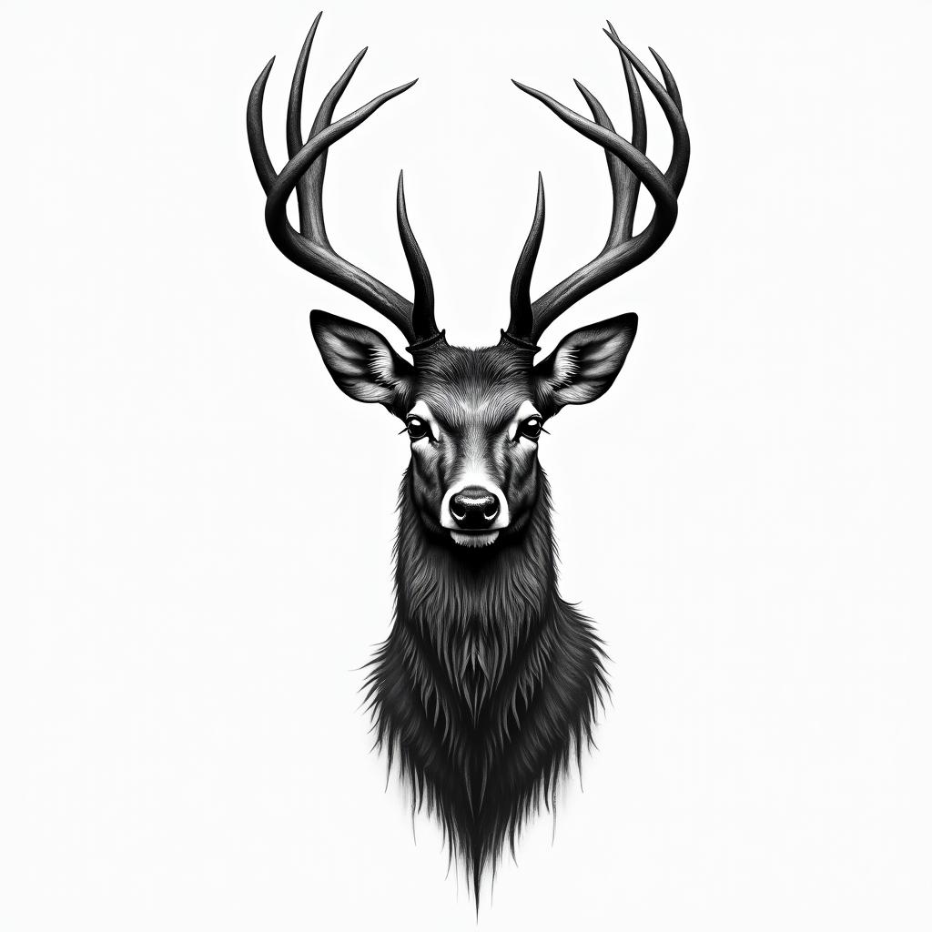 A hunting bullet letting escape the soul of a deer.higly detailed tattoo