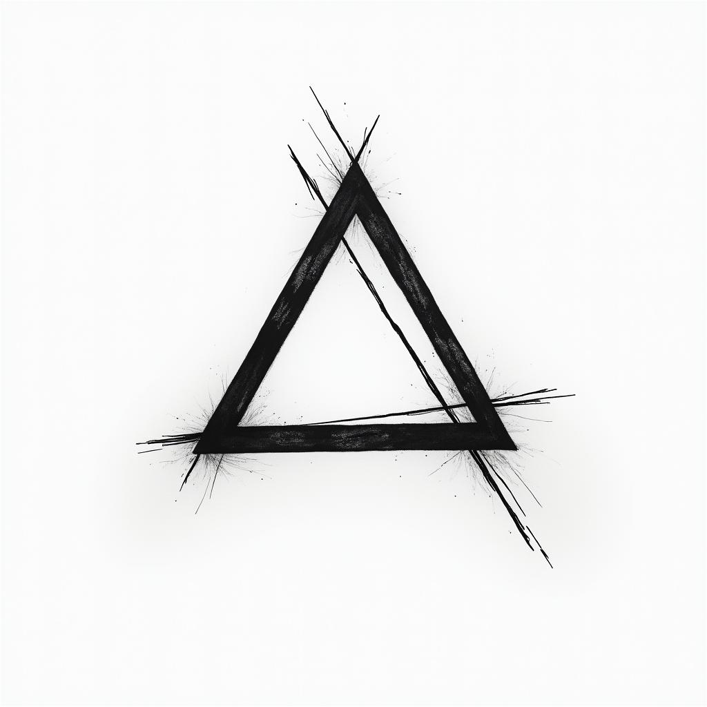 Simple triangle with a line throughhigly detailed tattoo - Variation 7