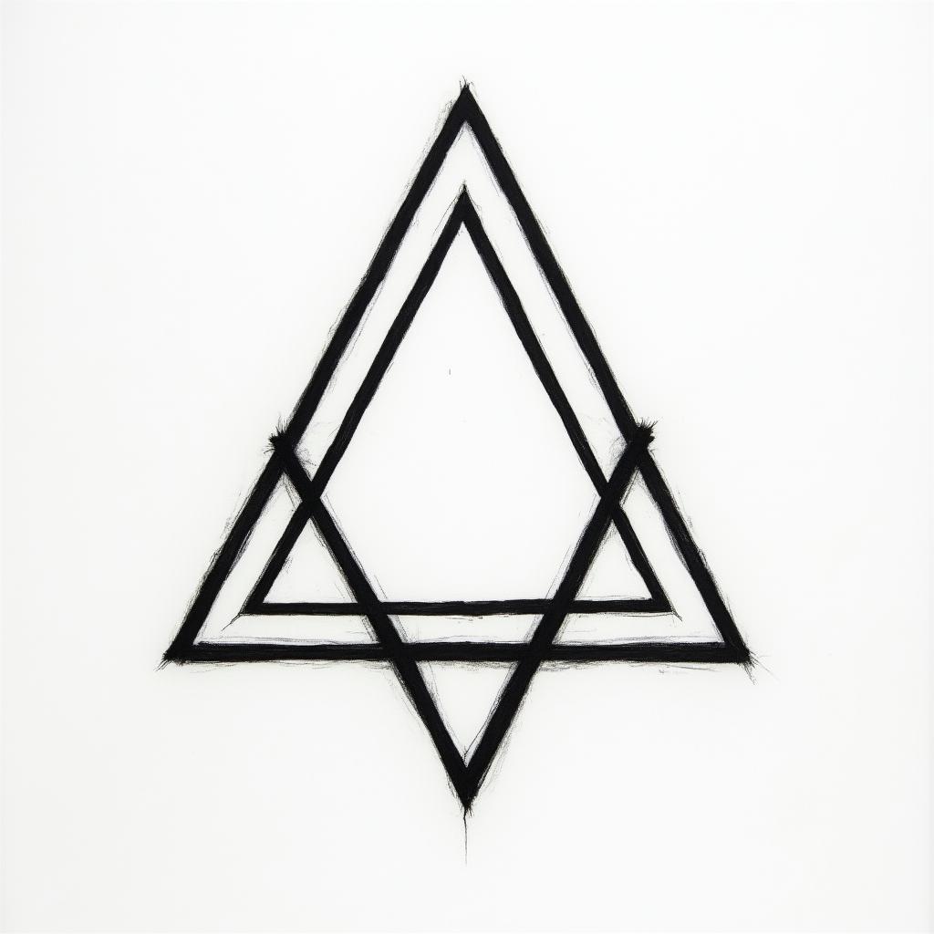 Simple triangle with a line throughhigly detailed tattoo - Variation 6
