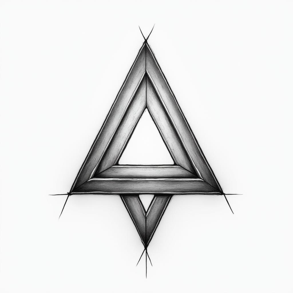 Simple triangle with a line throughhigly detailed tattoo - Variation 8