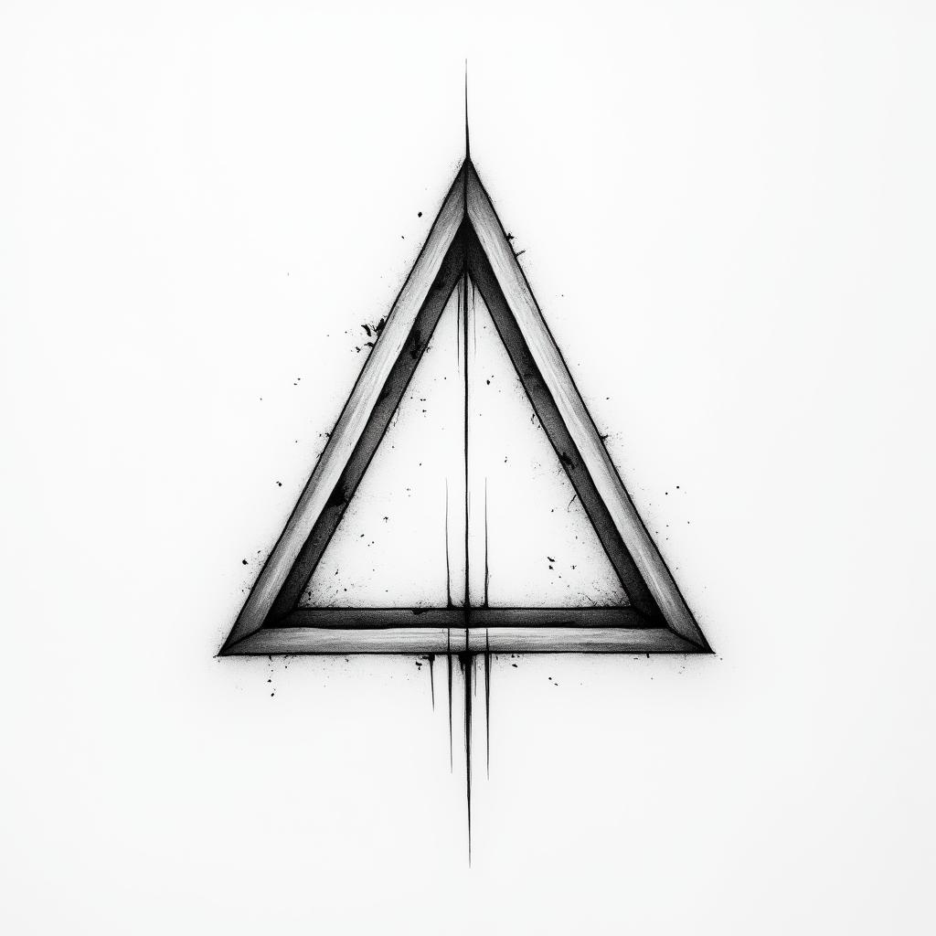Simple triangle with a line throughhigly detailed tattoo - Variation 9