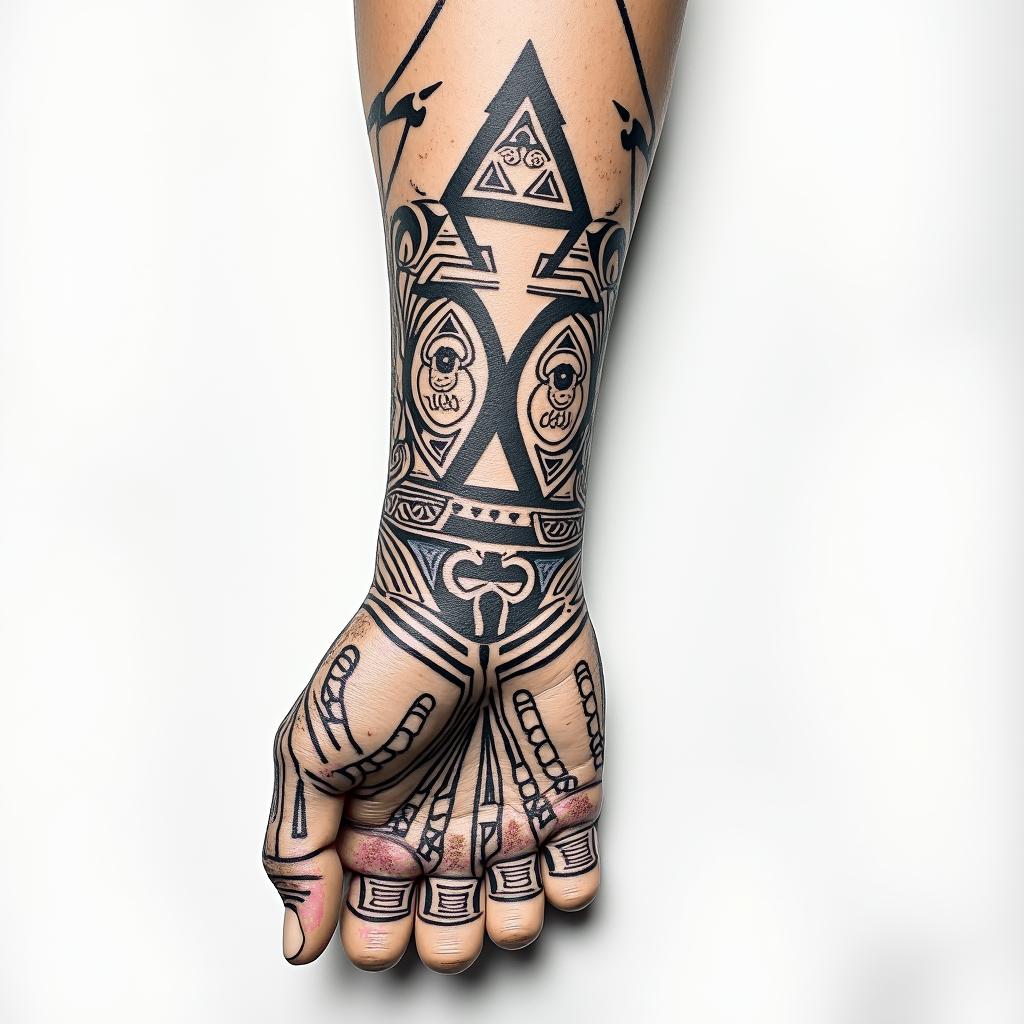 Runic tattoo, woman, playful, wrist, 1. Fehu (ᚠ) – for abundance, material security, creative power

2. Uruz (ᚢ) – (not explicitly mentioned, but often used as a complement to Fehu – let me know if you want it)

3. Algiz (ᛉ) – for protection, inner guidance, spiritual connection

4. Raido (ᚱ) – for life journey, rhythm, transformation

5. Sowilo (ᛋ) – for light, joy of life, clarity, and energy

6. Laguz (ᛚ) – for intuition, healing, flowing development

7. Berkano (ᛒ) – for safety, femininity, new beginningsin pop art style tattoo, featuring bold and vibrant colors, exaggerated outlines, iconic imagery, inspired by comic books and speech bubbles, comic book characters, retro pop culture - Variation 4
