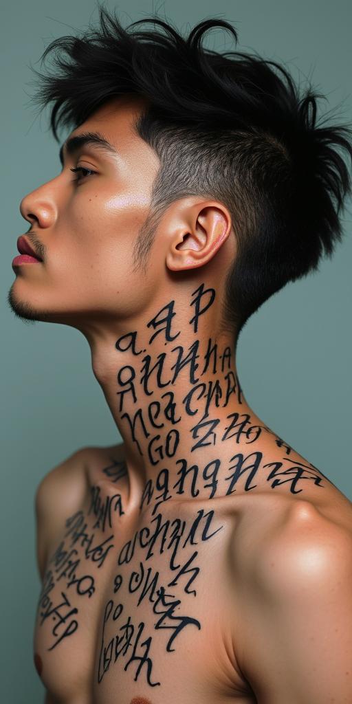 Pop arttext-based tattoo, japanese font ultra-realistic, perfectly placed, high-quality font design, photo-realistic shading, 8k, high quality, finely detailed typograph - Variation 8