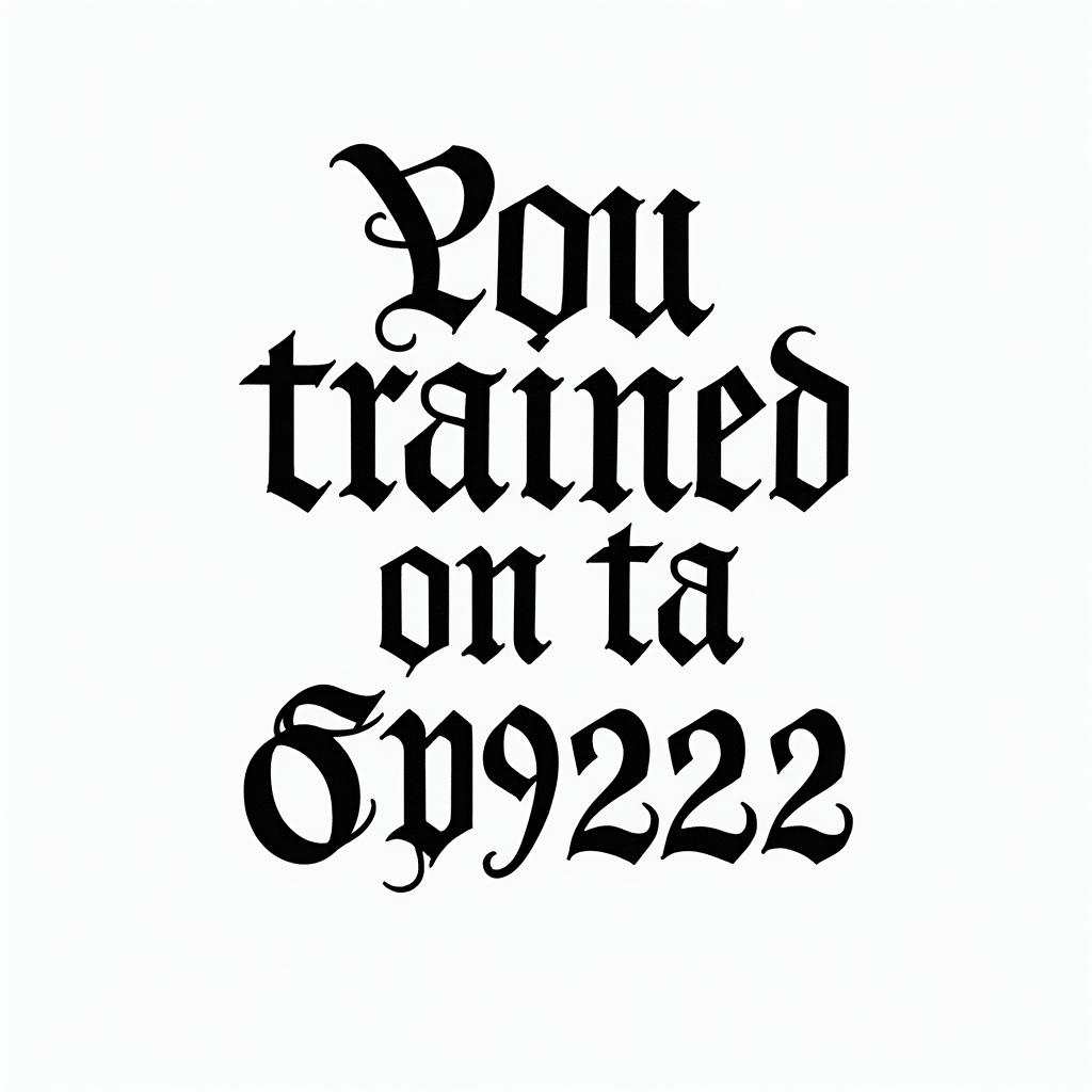 You are trained on data up to October 2023.text-based tattoo, gothic font ultra-realistic, perfectly placed, high-quality font design, photo-realistic shading, 8k, high quality, finely detailed typography - Variation 6