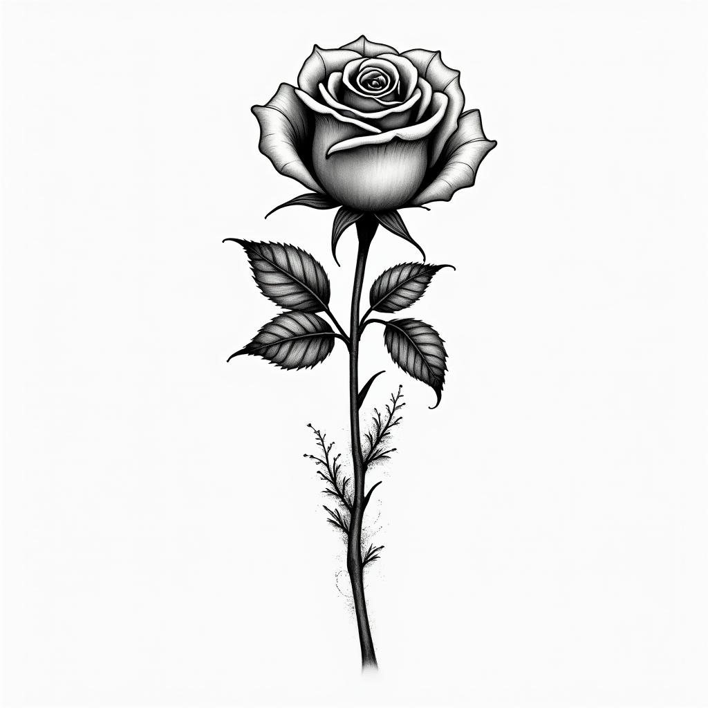 Rose with date of birth for the stemhigly detailed tattoo