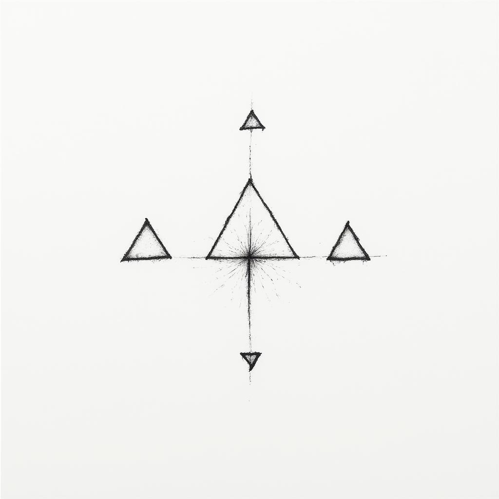 Several small minimalist drawings that represent the motivations of life.in minimalist style tattoo, featuring simple shapes and fine lines, with minimal shading and details, tiny triangles, creating a sense of balance and harmony - Variation 4