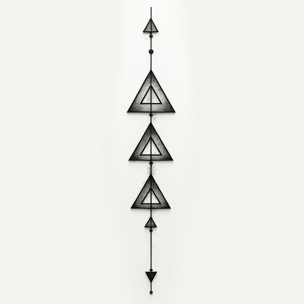 Runic tattoo small inside wristin minimalist style tattoo, featuring simple shapes and fine lines, with minimal shading and details, tiny triangles, creating a sense of balance and harmony