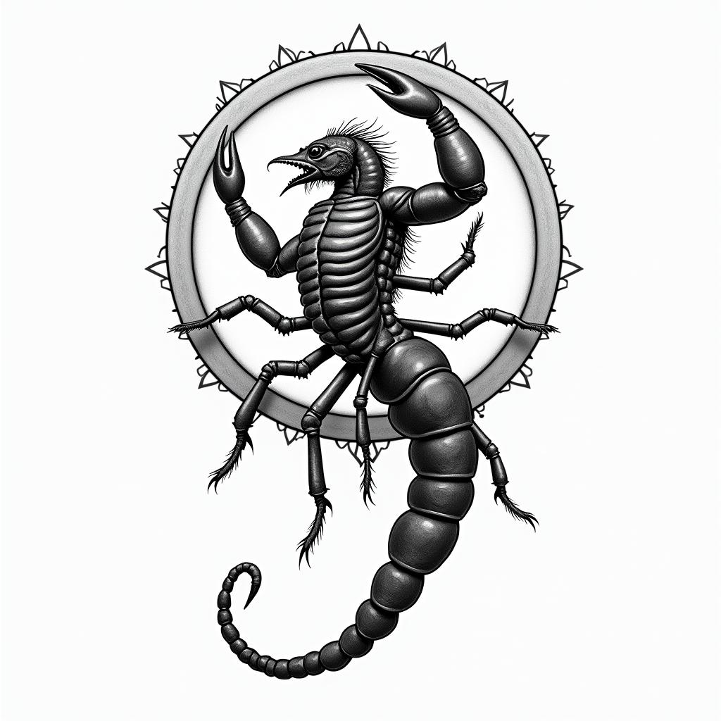 Sagittarius and scorpionhigly detailed tattoo - Variation 7