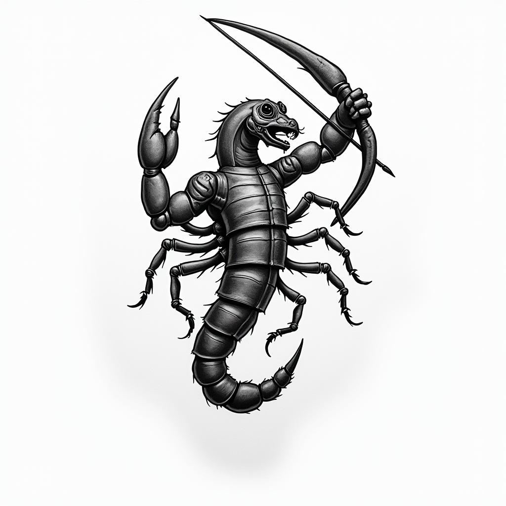 Sagittarius and scorpionhigly detailed tattoo - Variation 2