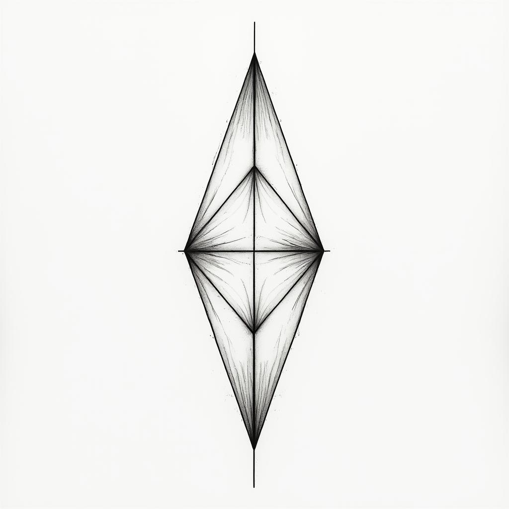 Geometric shapes and lines arrowin minimalist style tattoo, featuring simple shapes and fine lines, with minimal shading and details, tiny triangles, creating a sense of balance and harmony - Variation 2