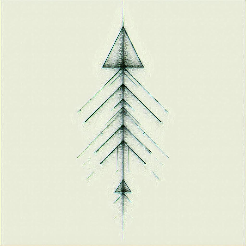 Geometric shapes and lines arrowin minimalist style tattoo, featuring simple shapes and fine lines, with minimal shading and details, tiny triangles, creating a sense of balance and harmony - Variation 4