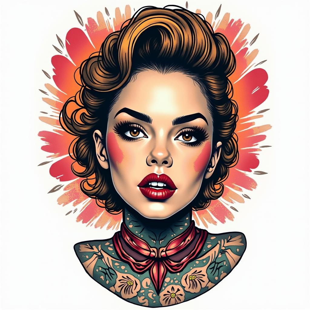 Jericoin pop art style tattoo, featuring bold and vibrant colors, exaggerated outlines, iconic imagery, inspired by comic books and speech bubbles, comic book characters, retro pop culture - Variation 3