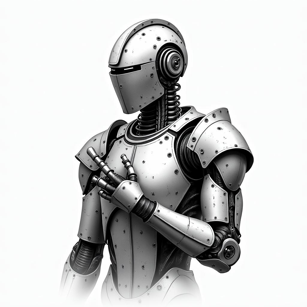 Automobile, Knight, Pokertattoo in biomechanic style, the tattoo covered by robotic elements of futuristic cyberpunk design, robotic features detail, showcasing intricate mechanical components - Variation 6