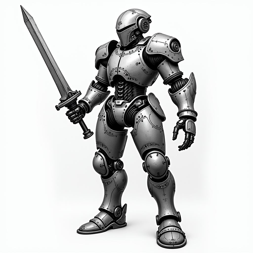 Automobile, Knight, Pokertattoo in biomechanic style, the tattoo covered by robotic elements of futuristic cyberpunk design, robotic features detail, showcasing intricate mechanical components - Variation 7