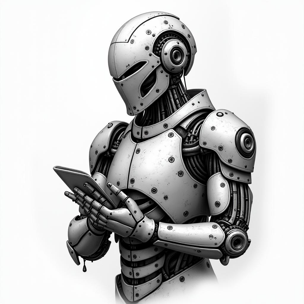 Automobile, Knight, Pokertattoo in biomechanic style, the tattoo covered by robotic elements of futuristic cyberpunk design, robotic features detail, showcasing intricate mechanical components