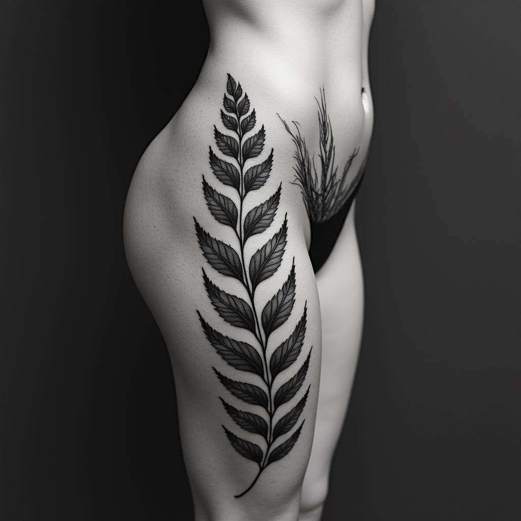 Fernsin portrait tattoo style, featuring a highly realistic and detailed depiction 