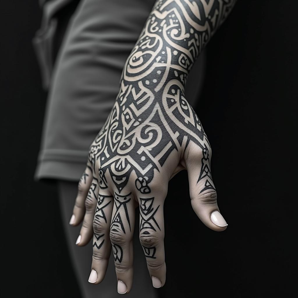 A family past with allot of mental abuse in the netherlands rotterdamin tribal tattoo style, featuring bold and black geometric shapes, curved lines, intertwine and flow seamlessly, creating a powerful and symbolic design, polynesian and maori styles