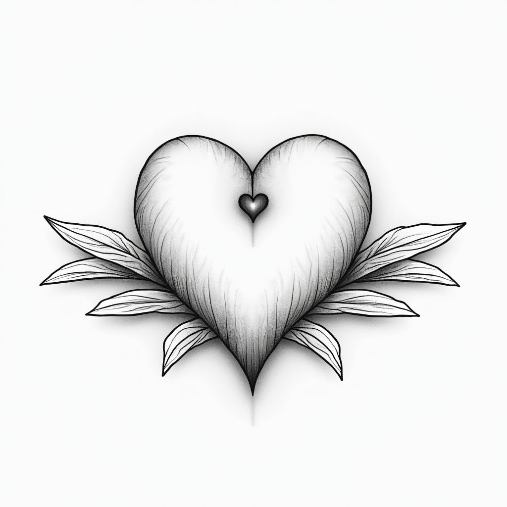 Underboobin Modest style tattoo, featuring soft, delicate line work with simple and meaningful symbols, gentle waves, a heart, evoking a sense of serenity and grace, - Variation 7