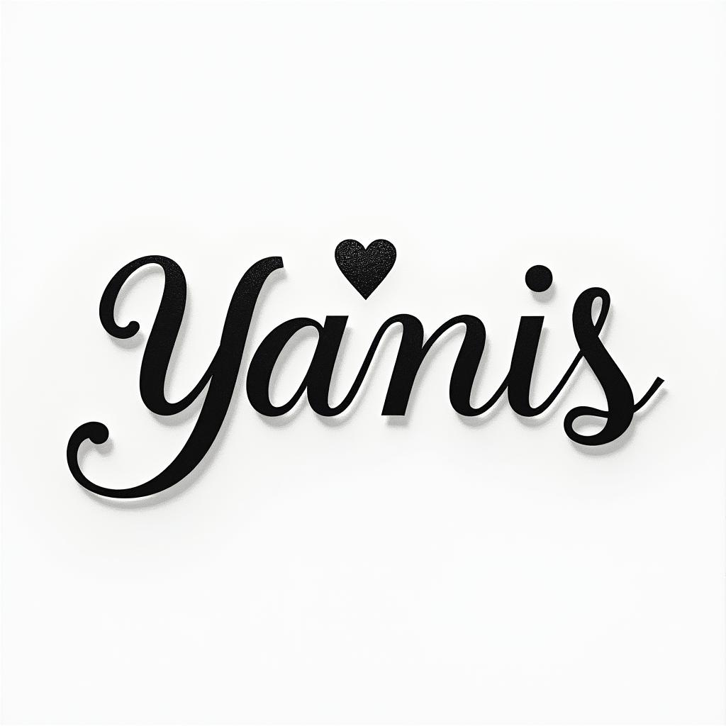 My brother named Yanis passed away in a motorcycle accident. He is a Gemini, and I would like to get a simple and discreet tattoo in his memory.in elegant cursive calligraphy style 2d tattoo, decorate with roses, featuring a smooth and flowing handwritten script with slightly thickened strokes for a luxurious and bold appearance, heart symbol between names, sleek and glossy black text with shadowing, minimalist matte white background, clean and sharp edges, illuminated with soft lighting, romantic, 8k, high-quality textures with refined typography - Variation 1