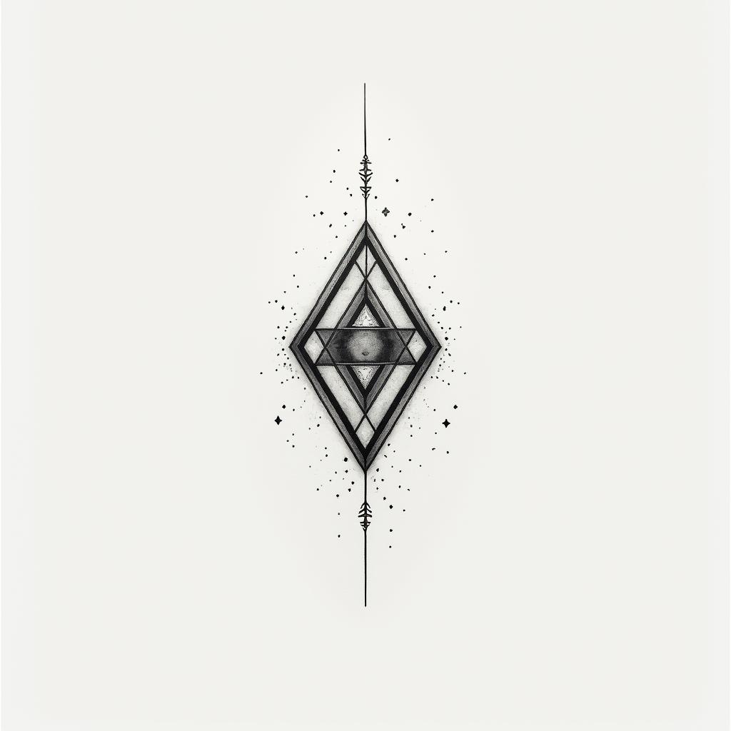 Wrist band tribal tattooin minimalist style tattoo, featuring simple shapes and fine lines, with minimal shading and details, tiny triangles, creating a sense of balance and harmony