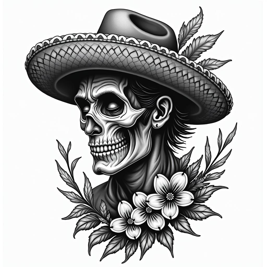 Michoacanin authentic tattoo style, incorporating traditional modifications, bold black outlines, solid color fills, featuring classic authentic elements - Variation 4