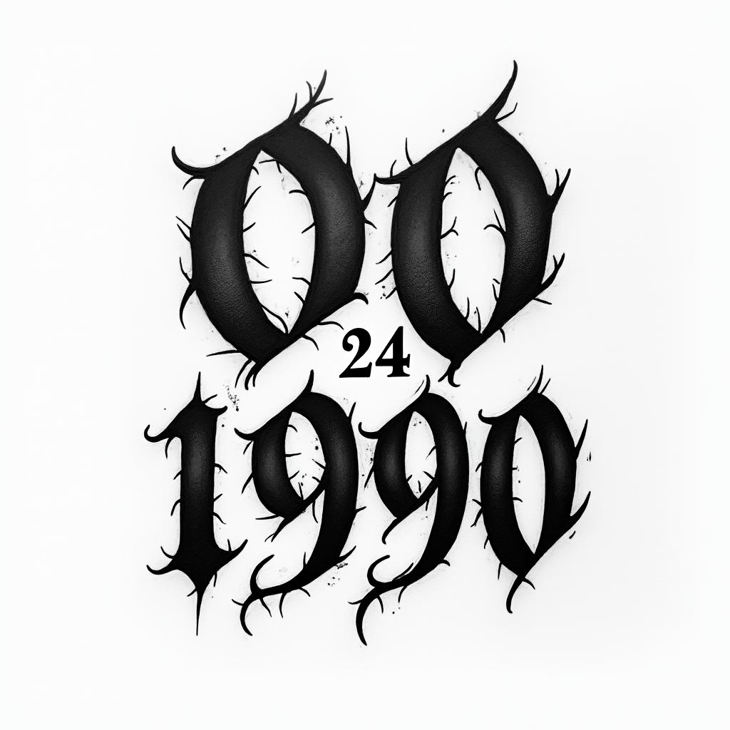09-24-1990 wrist bandtext-based tattoo, gothic font ultra-realistic, perfectly placed, high-quality font design, photo-realistic shading, 8k, high quality, finely detailed typography - Variation 3