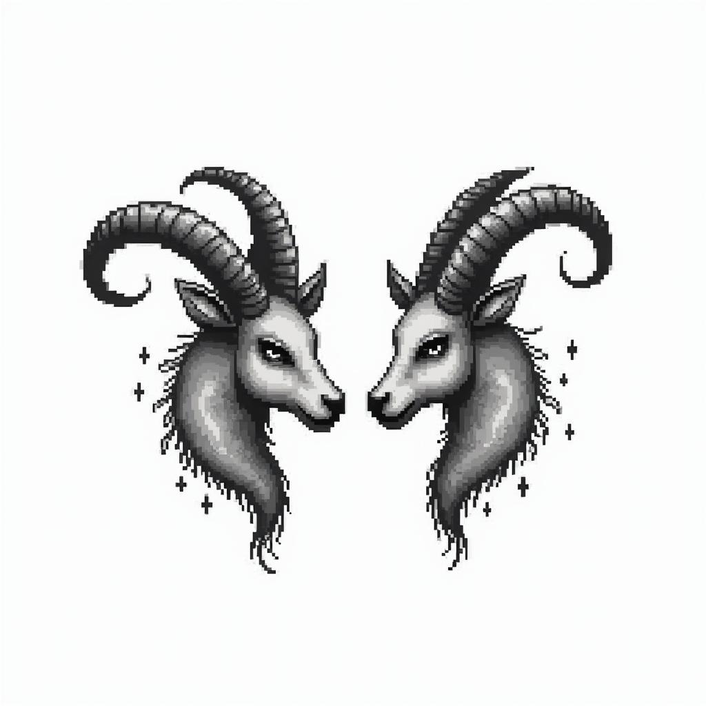 Scorpio and Taurus unitedin 8-bit tattoo style, minimalistic pixel style tattoo, pixel art with simplified shapes and retro gaming visuals, inspired by 8-bit pixel based detailing