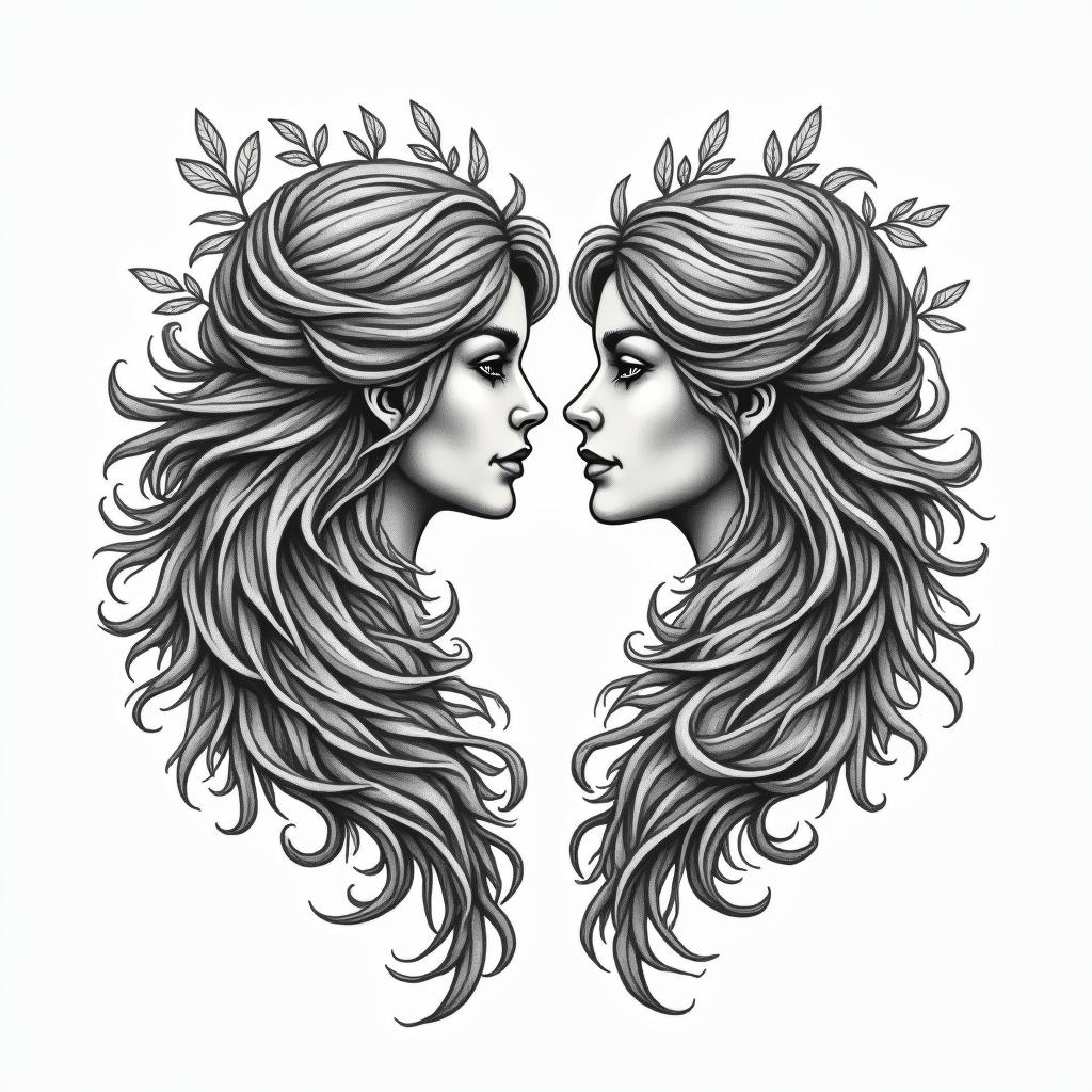 Spiritual/ nature best friend matching tattoos/ Capricorn/ librahigly detailed tattoo - Variation 4