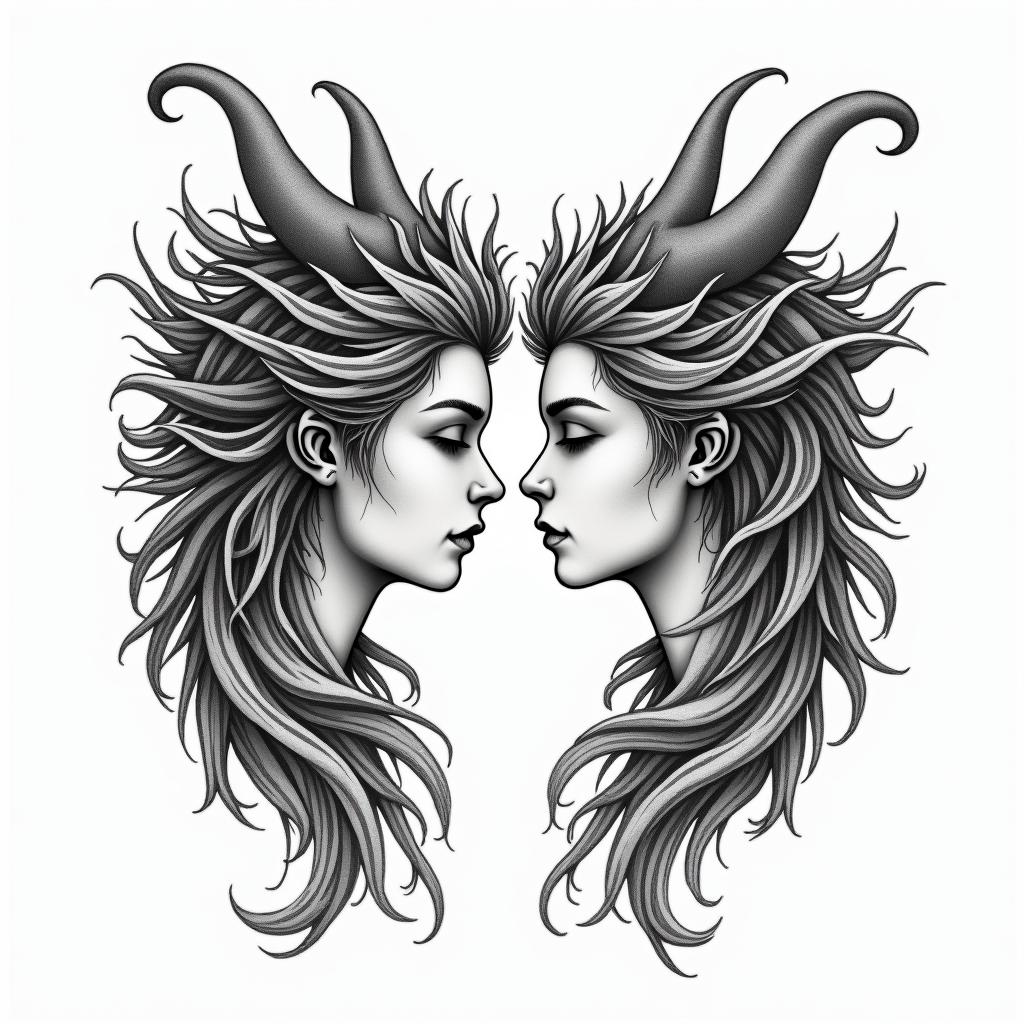Spiritual/ nature best friend matching tattoos/ Capricorn/ librahigly detailed tattoo