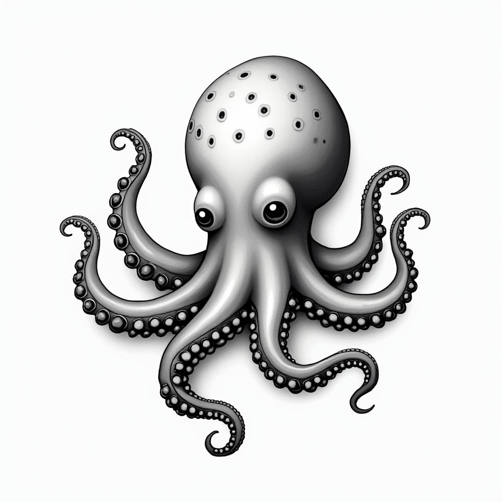 Kawaii octopushigly detailed tattoo