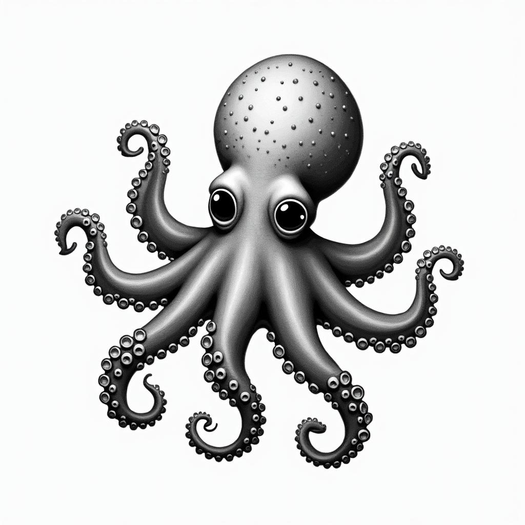 Kawaii octopushigly detailed tattoo - Variation 2