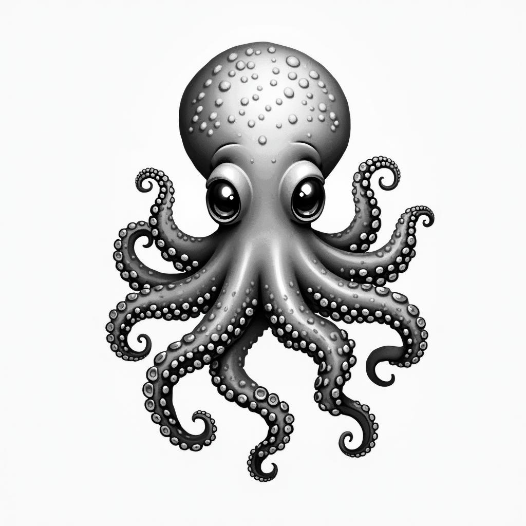 Kawaii octopushigly detailed tattoo - Variation 3
