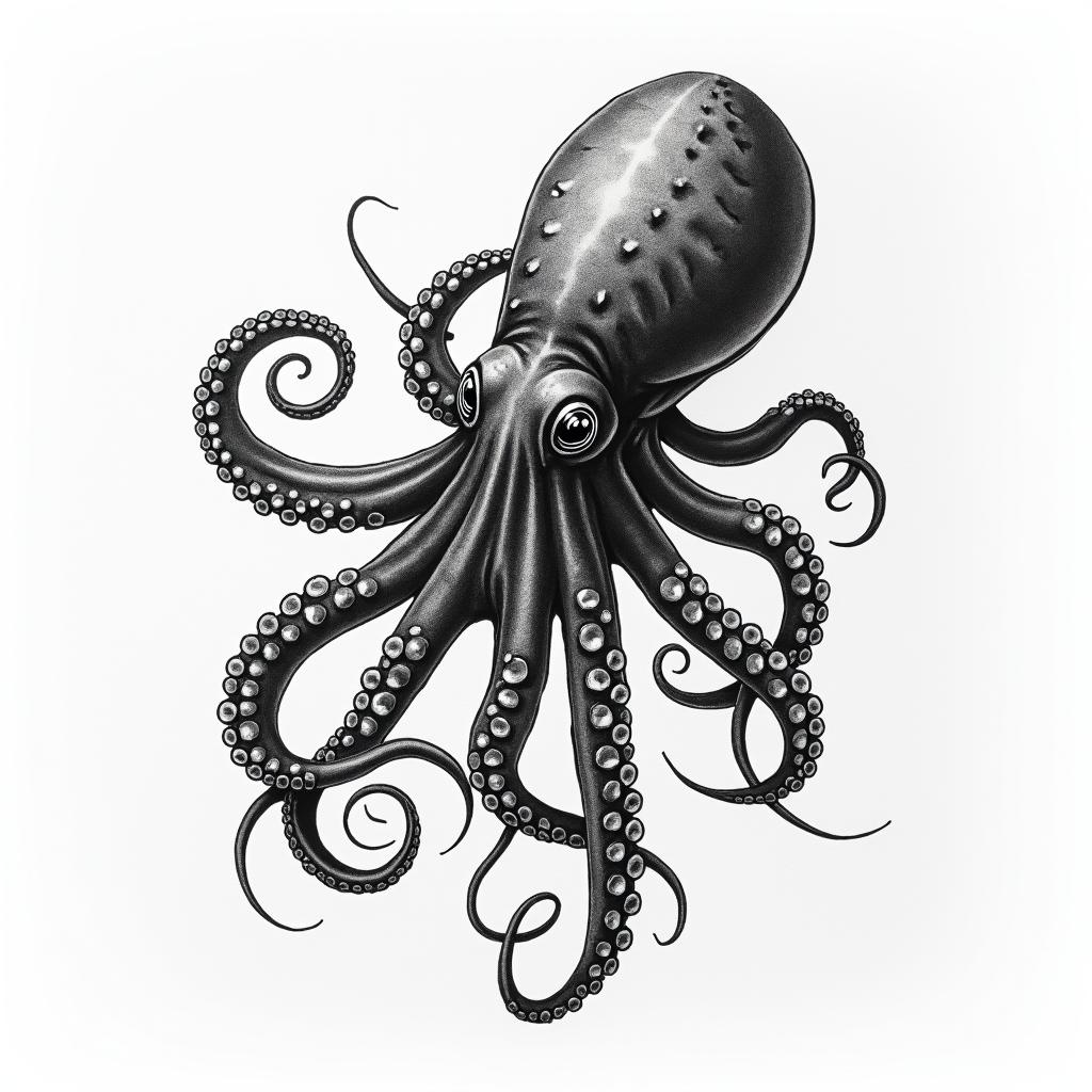 Marine bottom octopus lobsterhigly detailed tattoo