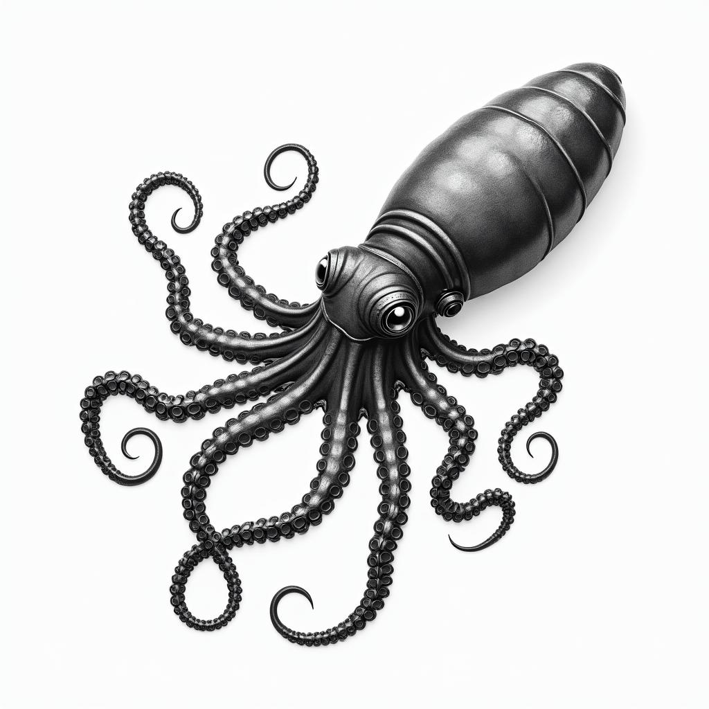 Marine bottom octopus lobsterhigly detailed tattoo - Variation 4