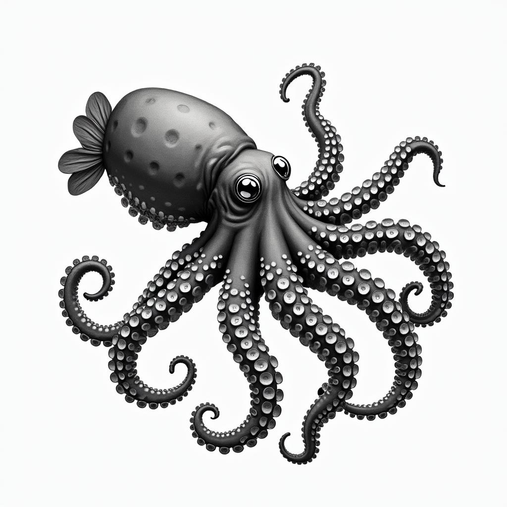 Marine bottom octopus lobsterhigly detailed tattoo - Variation 2